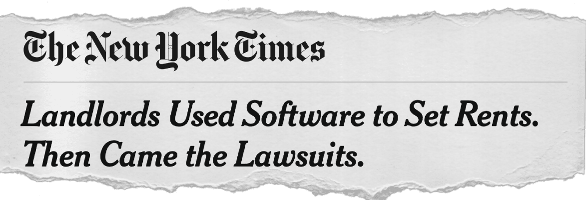 New York Times headline about landlords using software to set rents
