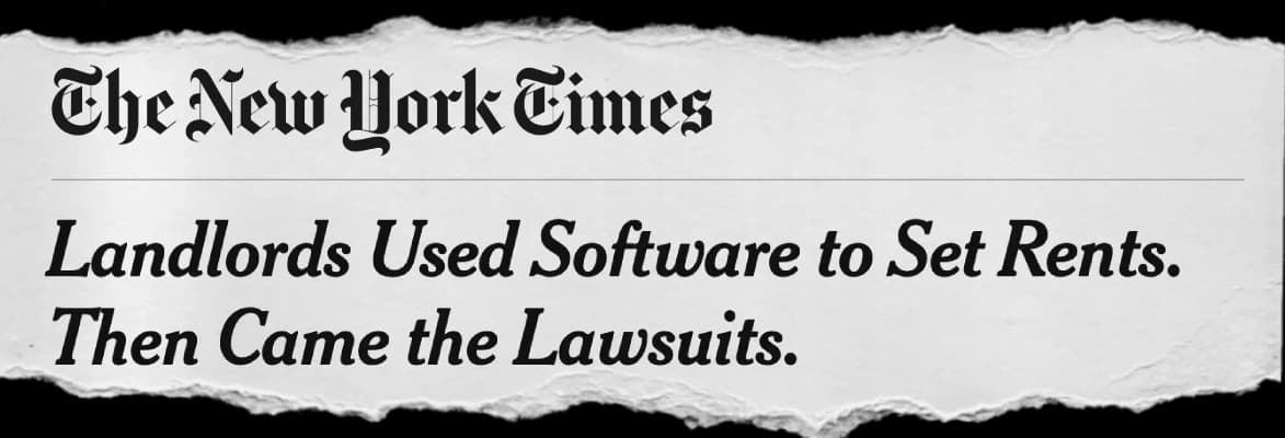 New York Times headline about landlords using software to set rents