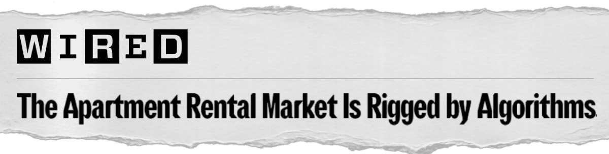 Wired headline about the apartment rental market being rigged by algorithms
