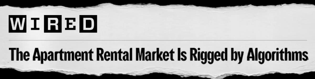Wired headline about the apartment rental market being rigged by algorithms