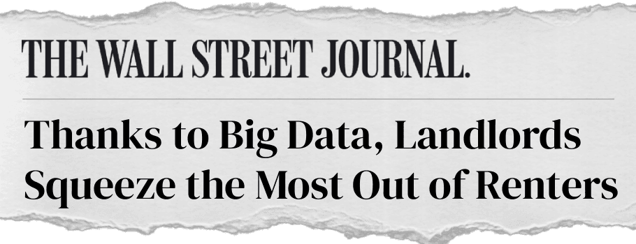 Wall Street Journal headline about landlords squeezing the most out of renters using big data