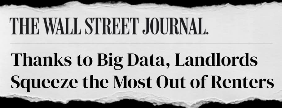 Wall Street Journal headline about landlords squeezing the most out of renters using big data